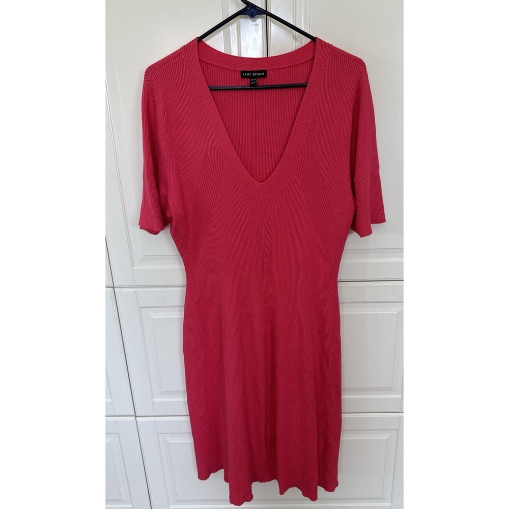 Lane Bryant V-Neck Pink  Sweater Dress  Size 18/20 Small Blemish On Dress